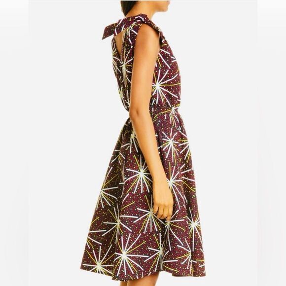 NWOT The OULA Company Abstract Print Cotton Tie Strap Fit&Flare Sundress size L - Picture 4 of 14